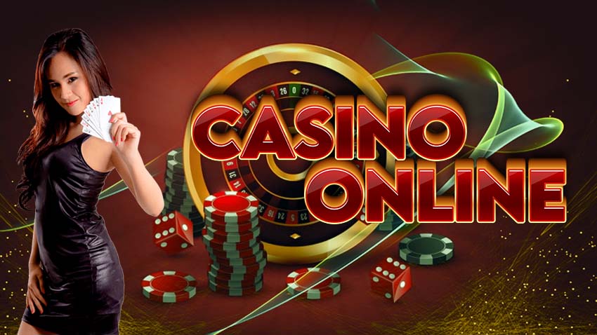 a woman with a casino sign